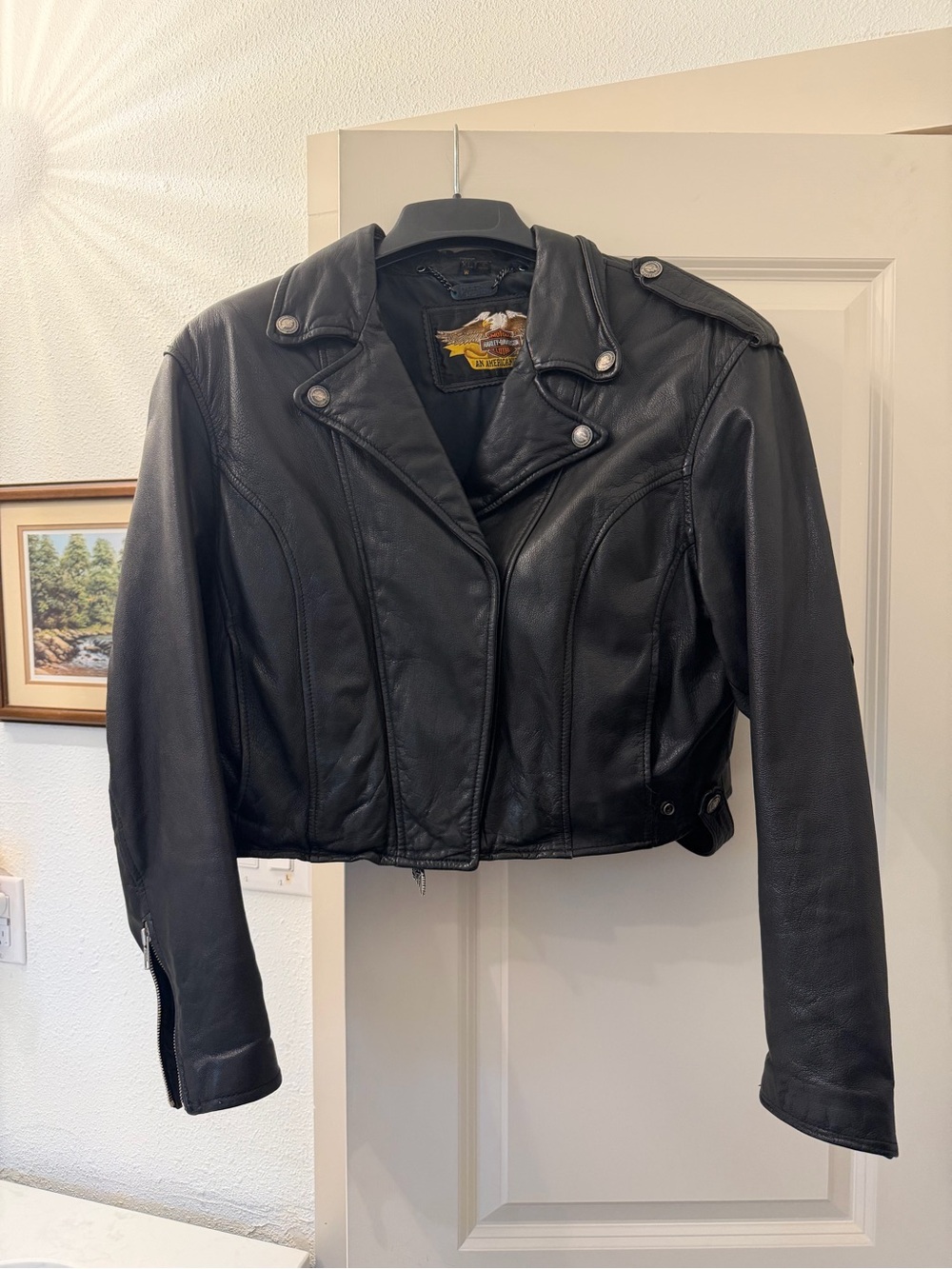 Vintage Harley-Davidson Women's Black Leather Motorcycle Jacket